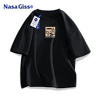 NASA GISS 官方潮牌t恤男夏季学生ins美式百搭纯棉短袖男士衣服 黑色 S