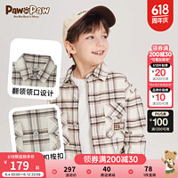 Paw in Paw PawinPaw卡通小熊童装24年春季男童纯棉格纹印花休闲长袖衬衫 棕色/85 130