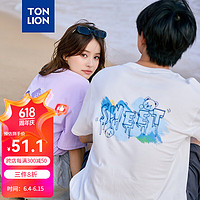 唐狮 TONLION2024夏季后背涂鸦小熊字母圆领短袖T恤TB 男款/本白 XL