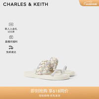 CHARLES&KEITH24夏季新品厚底编织一脚蹬外穿拖鞋女CK1-70360154