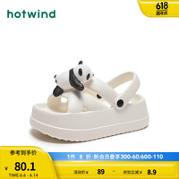 热风 hotwind厚底紫色时装凉鞋熊猫装饰两穿设计24年夏季新款女士时尚拖鞋