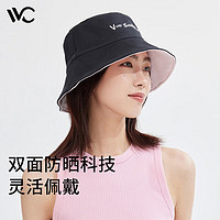 VVC 遮阳帽女双面渔夫帽盆帽大头围防晒帽男女夏太阳帽子 时尚黑/少女粉