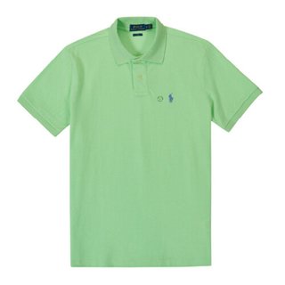 韩国polo ralph lauren拉夫劳伦短袖T恤棉翻领修身绿色男女