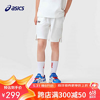 亚瑟士（asics）童装2024年夏儿童轻薄柔软运动休闲短裤精致百搭332241095072 10本白 170