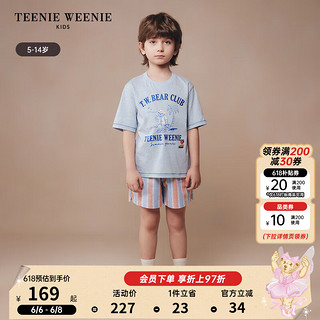 TEENIE WEENIE Kids小熊童装24夏季男童度假风纯棉圆领印花T恤 深蓝色 120cm