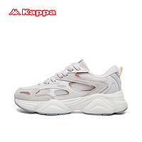 卡帕（Kappa）厚底老爹鞋子女鞋网面透气增高运动鞋 月灰色/奶油粉 35