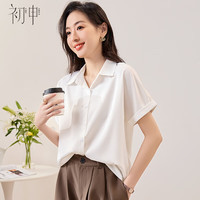 初申夏季短袖衬衫女设计感小众垂感复古港味休闲通勤上衣S13JC1