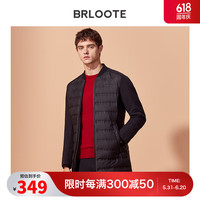 Brloote/巴鲁特羽绒服中长款时尚拼接立领无缝直充白鸭绒羽绒衣外套冬装 黑色 185/104A
