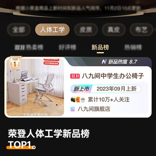 BAJIUJIAN 八九间 Y5F中人体工学学习椅子家用写字升降办公书桌电脑座椅