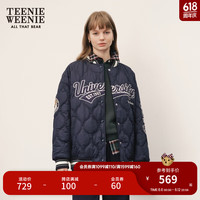 Teenie Weenie小熊秋冬学院风菱形波浪纹棒球棉服外套女