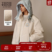 Teenie Weenie小熊秋冬可爱仿羊羔绒保暖棉服外套韩版女 象牙白 16