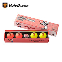 VOLVIK沃维克高尔夫球彩球VIVID哑光三层4粒米奇米妮联名礼盒球 三层球 三代迪士尼米妮