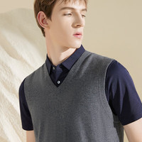 鹿王（KING DEER）【全羊绒】羊绒衫男士V领针织打底休闲无袖坎肩背心911211324