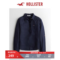 HOLLISTER春夏辣妹风LOGO套头纽扣宽松垂感衬衫上衣 女 308185-1 海军蓝 L