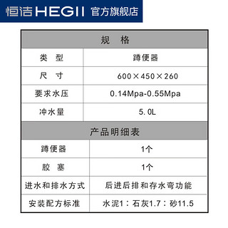 恒洁蹲便器蹲坑蹲厕便HC3026 后进后排+存水弯