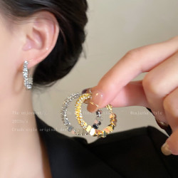 moefi茉妃轻奢耳环女秋冬碎银子锆石圈圈小众感耳钉独特设计耳圈耳饰