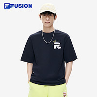 FILA 斐乐 FUSION斐乐潮牌运动短袖T恤夏季爱心情侣印花宽松上衣男女t