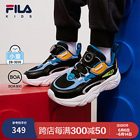 FILA【火星鞋】斐乐儿童运动鞋2024春男女小童BOA旋钮复古跑步鞋潮 黑/朦胧蓝-FBF 28码 内长17.5cm