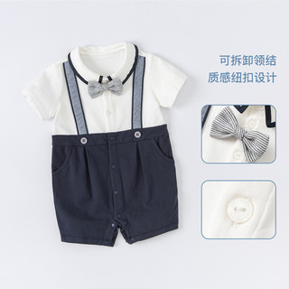 davebell戴维贝拉童装2022夏装新生儿爬服婴儿男宝宝连体衣洋气哈衣DB2220946藏青色59cm