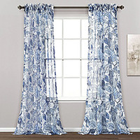 LUSH DECOR Cynthia Jacobean Sheer Window Curtain Panel Set -