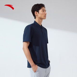 安踏（ANTA）速干T丨短袖POLO衫男夏季吸湿透气翻领商务休闲通勤上衣 【速干】深夜蓝7121-8 3XL(男190) 深夜蓝-8