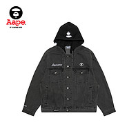 Aape 男装春夏猿颜徽章字母刺绣宽松可拆卸帽水洗牛仔外套7641XXM