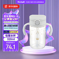 利其尔（Richell）ASTER OUTING吸管杯 带手柄防漏喝水训练杯320ML 灰色 320ml