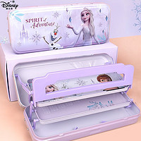 迪士尼(Disney) 铁笔盒文具盒三层大容量马口铁儿童带看书架冰雪奇缘爱莎公主小铅笔盒女小文具儿童文具 28217冰雪3D款【三层带看书架】铁笔盒