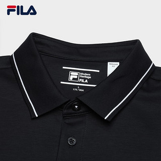 FILA 斐乐男子针织短袖POLO衫2024夏季商务休闲基础上衣 传奇蓝-NV 185/104A/XXL