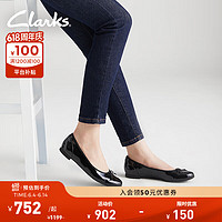 Clarks 其乐 卡顿尔波恩女鞋圆头蝴蝶结时尚芭蕾舞鞋舒适浅口单鞋婚鞋 黑色 261154754 38