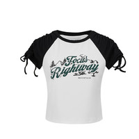 URBAN REVIVO 女装街头风撞色抽绳插肩做旧印花T恤UWL440185 本白 L