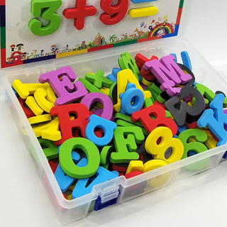 蓓贝喜英文字母磁力贴磁性 数字冰箱贴儿童玩具幼儿园宝宝早教教具 卡通三合一(带底板+冰箱贴)