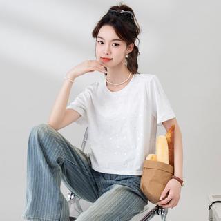 短袖t恤女2024年夏季时尚小个子女装T恤女显高显瘦休闲上衣