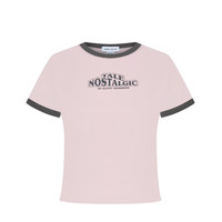 URBAN REVIVO 女装潮流休闲撞色字母印花短袖T恤 UWV440176 粉紫 M