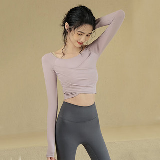 浪莎瑜伽服女带胸垫上衣女长袖秋冬健身舞蹈普拉提训练