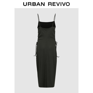 URBAN REVIVO 女士辣妹气质抽绳修身吊带连衣裙 UWJ740036