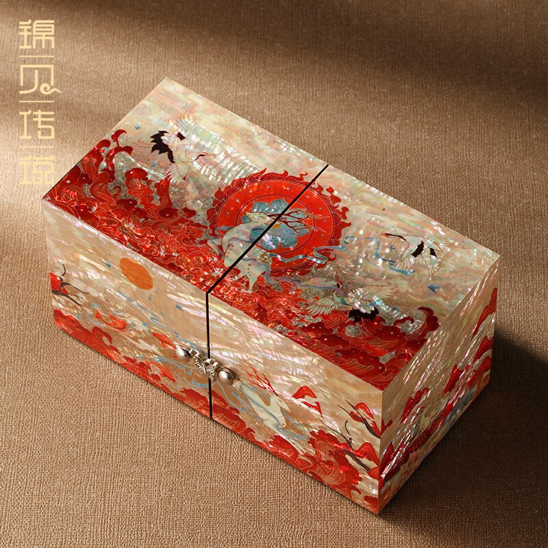 锦贝传说 首饰盒螺钿漆器结婚礼物生日情人节嫁妆盒子项链手镯饰品收纳盒 B-04