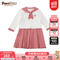 Paw in Paw PawinPaw卡通小熊童装2024年春季女宝毛衣连衣裙套装针织裙 红色/20 100