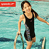 SPEEDO 速比涛 儿童泳衣女孩2023新款连体平角保守中大童专业训练游泳衣