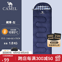 CAMEL 骆驼 睡袋户外旅行露营防寒单人可拼接便携隔脏A8W03004藏青左1.8KG