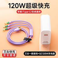 耐智 120W充電器 淡雅紫套裝 1.2m