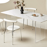 大件超省：8H Jun侘寂风悬浮岩板餐桌椅 YB8 餐桌1.6m+两对透明餐椅