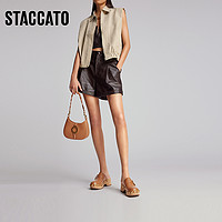 STACCATO 思加图 新款丑萌鞋包头凉鞋松糕增高厚底穆勒拖⽊屐拖EHD03AH3