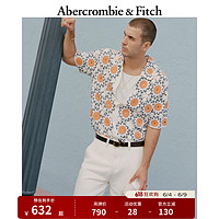 ABERCROMBIE & FITCHAF男装 24春夏休闲度假风钩花针织短袖开衫KI120-4116 白色橘色撞色 XL  (180/116A)