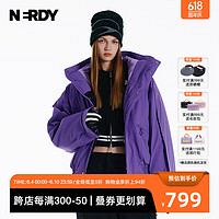 NERDY 2023羽绒服短款防风冬装外套装宽松休闲女韩国潮牌 紫色 M