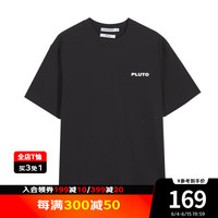 美特斯邦威T恤男女同款2024夏季潮酷布鲁托系列印花短袖上衣 影黑 165/S