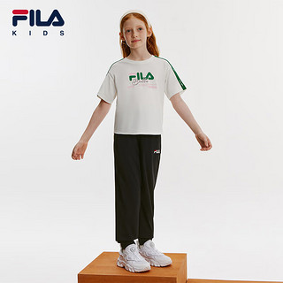 FILA【舒爽棉】斐乐童装儿童运动长裤2024秋季新款女中大童针织裤 传奇蓝-NV 1