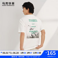马克华菲【后背丹顶鹤立体印绣】短袖T恤男24夏圆领宽松舒适休闲国潮T恤衫 803本白 XXL