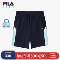 FILA斐乐童装儿童短裤2024新款男小童网球运动针织五分裤 RD宝蓝-NV 1