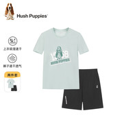 暇步士（Hush Puppies）童装男女童套装2024夏季吸湿透气速干运动活力套装 青黛绿 170cm